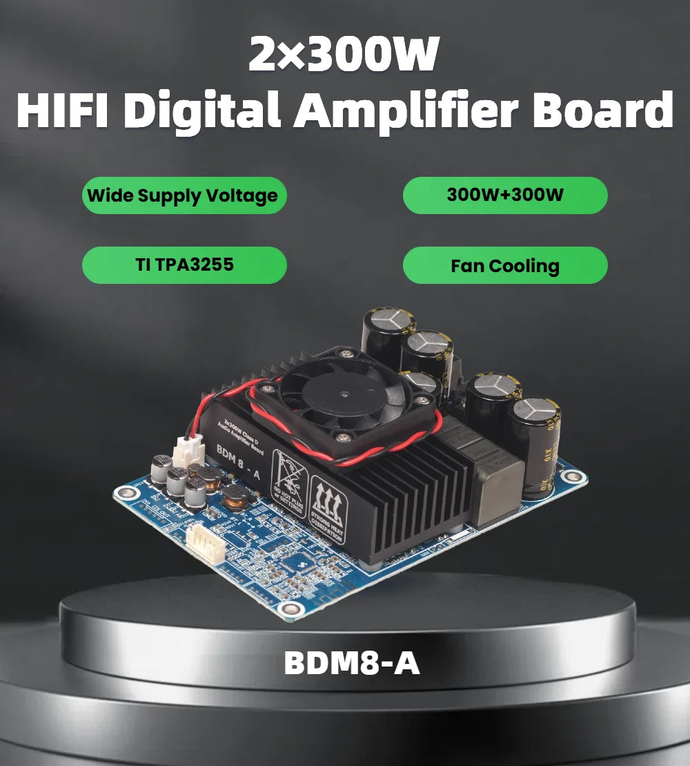 BDM8-A  TPA3255 2x300W HIFI Digital Power Class D Amplifier Board High-power 2.0 Channel Stereo