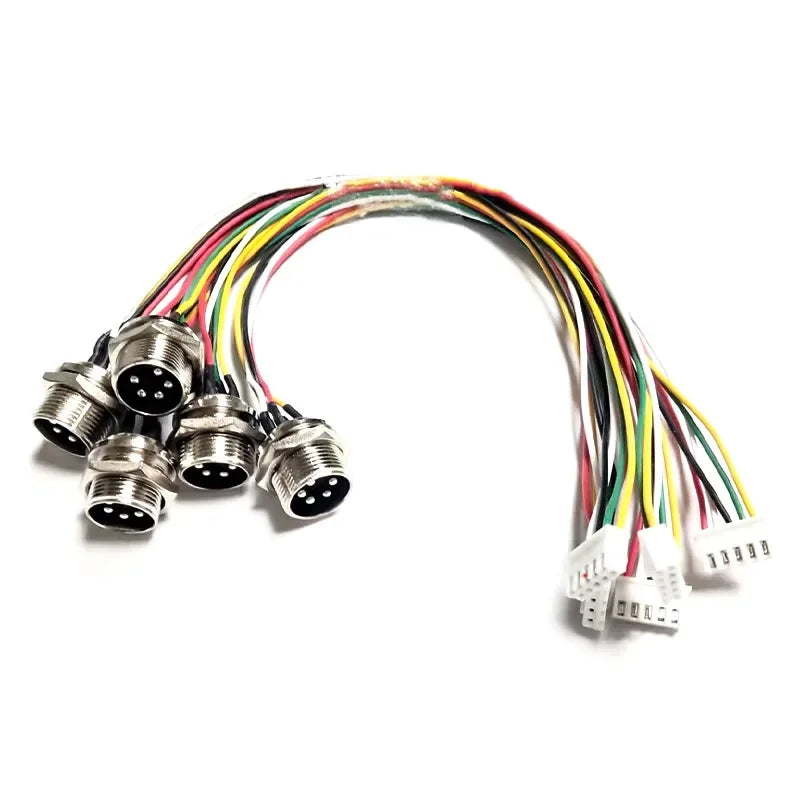 M12 Aviation Plug 2 3 4 5 6 Pin Male Head Adapter Cable Connector GX20 GX16  GX12 to XH2.54 Terminal Wire Extension Line 15-30cm