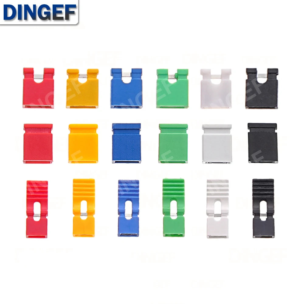 100PCS/lot 2.54mm Jumper Cap Short Circuit Block Connector Hat Closed Open Long Handle for Pin Header Male Female PCB