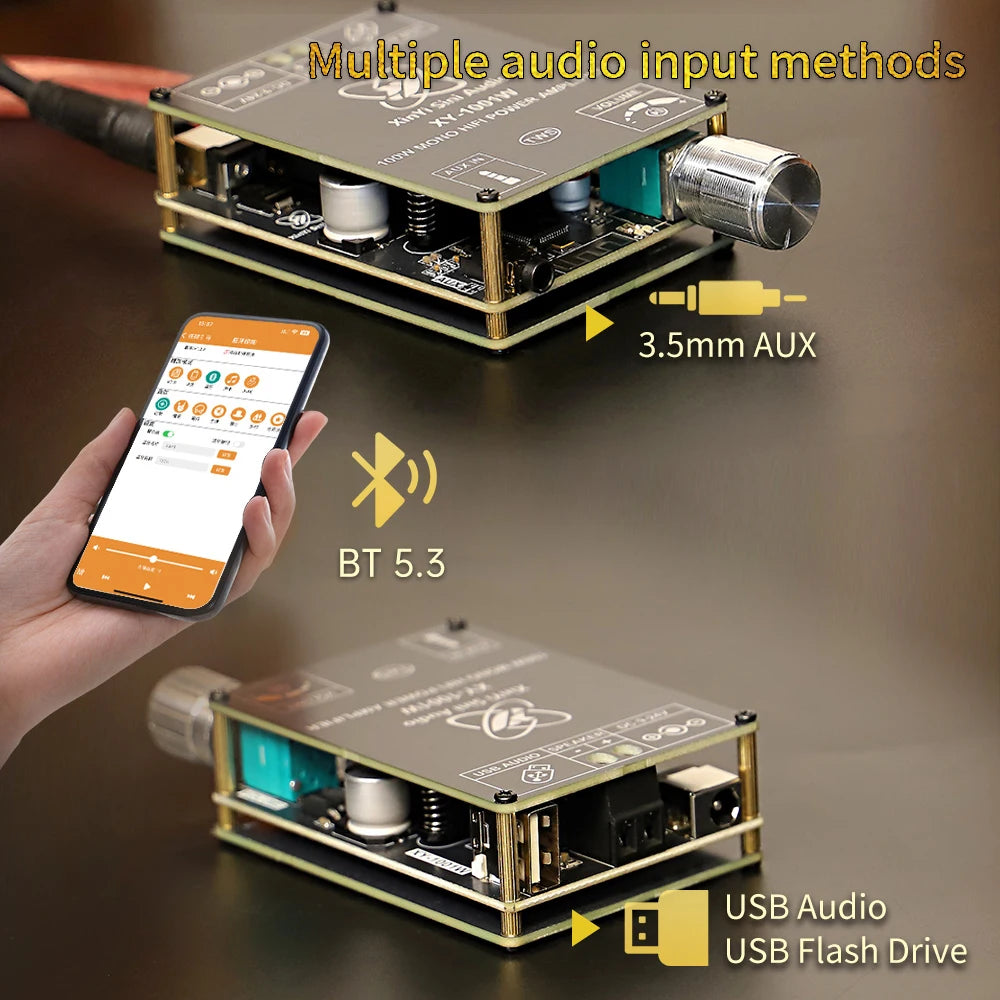XY-1001W 100W Mono Digital Power Amplifier Board TPA3116D2 Audio Stereo Subwoofer Amplifier Board Bluetooth AUX DC 9-24V