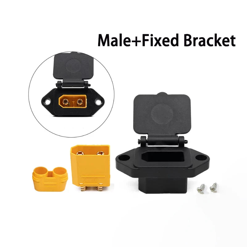 1Pcs XT90 Male Female Plug with Fixed Bracket T-Type Power Connector Electric Scooter Lithium Battery Charging Port Shell