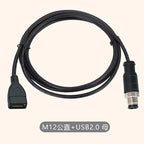 M12 to USB Cable Connector 4Pin 5 Pin A/D/B Code to USB Scanner Cable Industrial Camera USB to M12 Male Female Extension Line