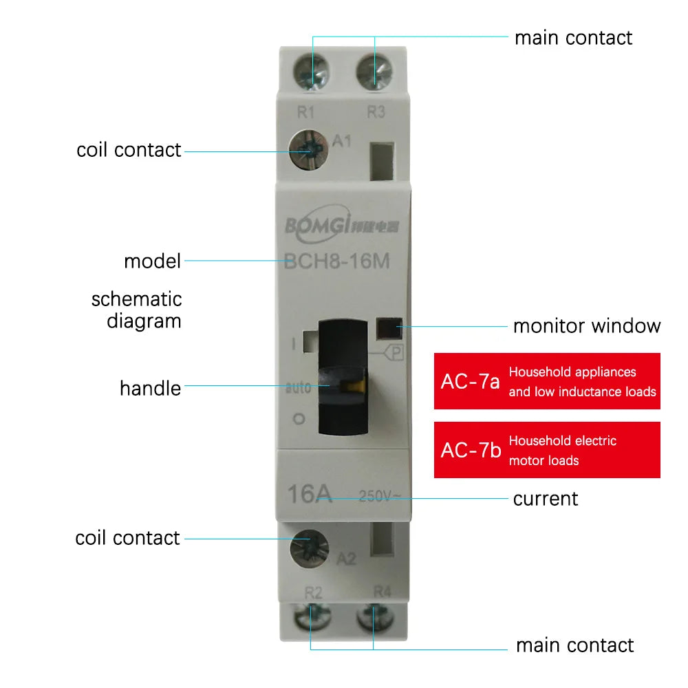 Ac Contactor 220V Din Rail Modular Single Phase 16A 25A Mini 24V 220 V 2No 2Nc 110V Electric 230V Silent Electronic Relay Rele D