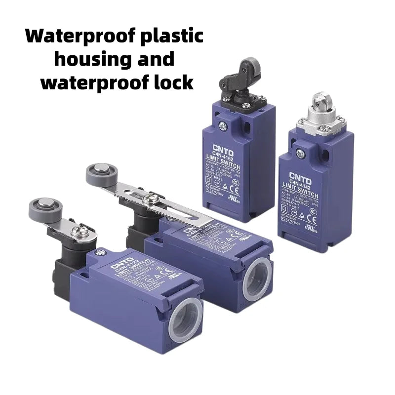 Limit Switch, CNTD C4N‑4108N plastic metal composite housing 1NO1NC forced disconnect contact, 10A 250VAC IP67 top plunger type,