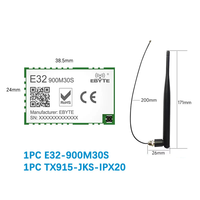 SX1276 Lora Wireless Module 868/915MHz E32-900M30S 10KM Long Distance SPI Low Power Consumption SPI LoRa Spread Spectrum Module