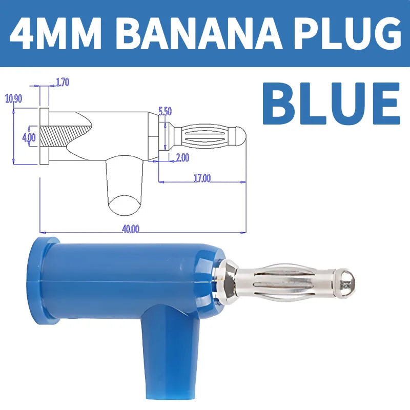 4mm 90 Degree Stackable Banana Plug, Solderless Side Entry Connector for Multimeter Test Leads, Audio Equipment and Power Supply