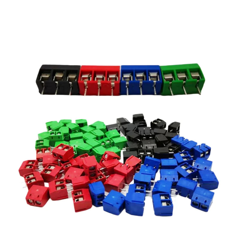 20/50pcs KF301-2P 3P Splicing, Screw Type PCB Spacing 5.0 Connector Terminals, Terminal KF301 Red, Blue, Green, Black