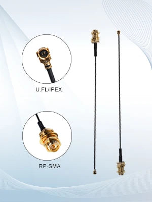2 X 8dBi 2.4GHz 5.8GHz Dual Band WiFi Antenna RP-SMA Male +2 X 15CM I-P-E-X-1 to RP-SMA Female Pigtail Cable for Wireless Router