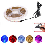 5V USB LED Strip Light Battery Power SMD 2835 3528 60LED 1m 2m 5m White Warm Red Blue Green Ribbon Cabinet Lights Night DC5V