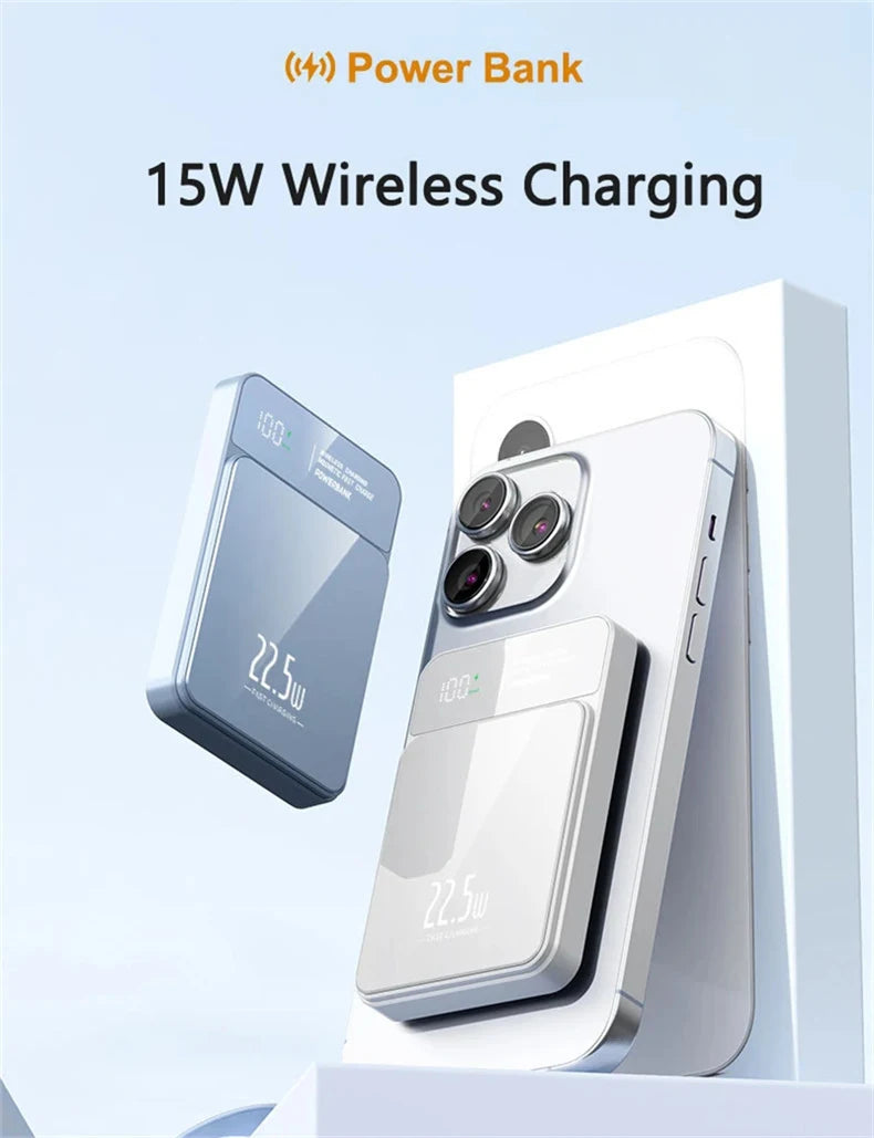 10000mAh Magnetic Power Bank 20W Wireless Powerbank Slim Portable Battery Charger for MagSafe iPhone 17 16 15 Samsung 24 23