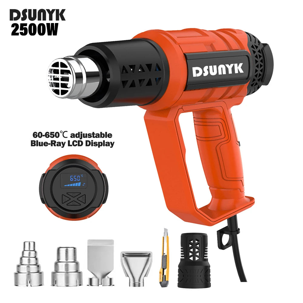 2500w Hot Air Gun Mini Construction Dryers Shrink Wrapping Heat Gun 110V/220V Temperaturesa Djustable Thermal Blower & 4 Nozzles