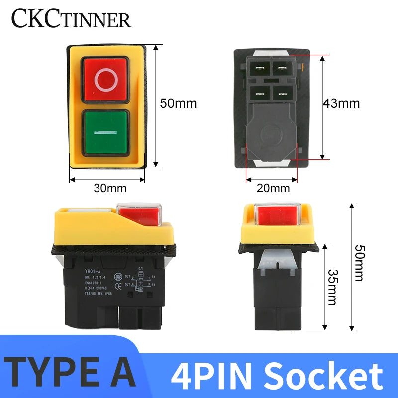 YH02A Electromagnetic Starter Push Button Switches Machine Tool Equipment IP55 Waterproof Safety Witch 28A Replace KLD28A KJD17A