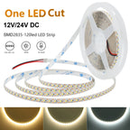 5mm 8mm PCB Led Strip Light 1 LED Cut 12V 24V 5m 2835 SMD 120LEDs/m High Brightness Flexible Tape LED Lighting Ribbon for Home