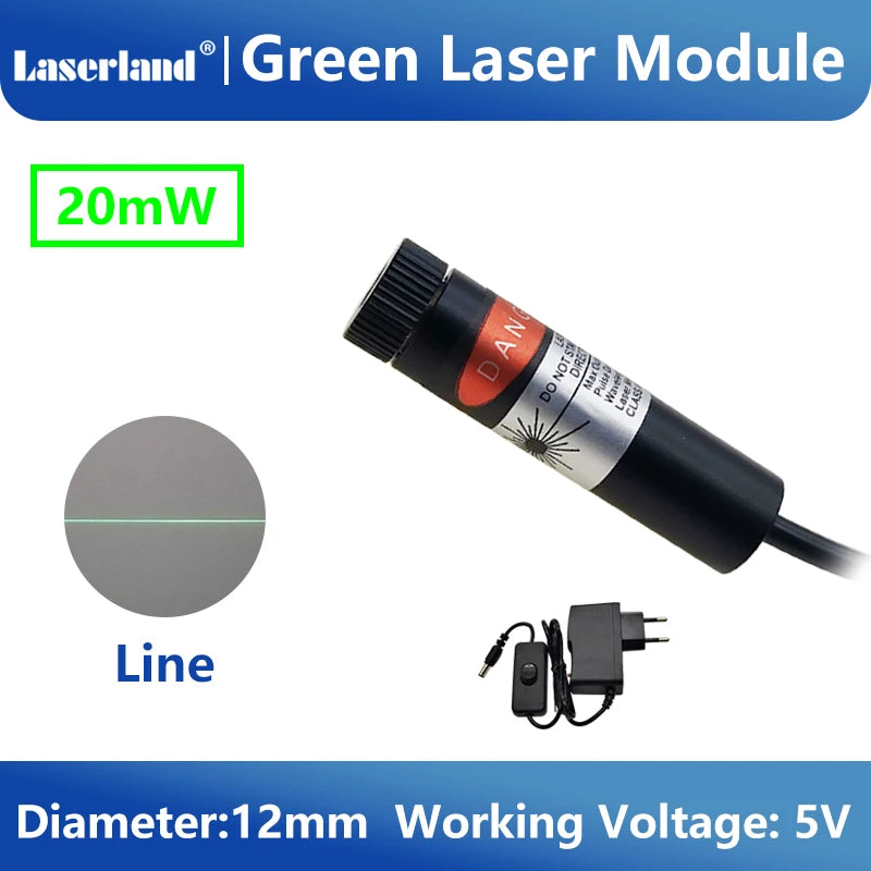 Green Laser Diode Module 20mW Dot Line Cross Projector for Alignment of Cloth Cutting Location