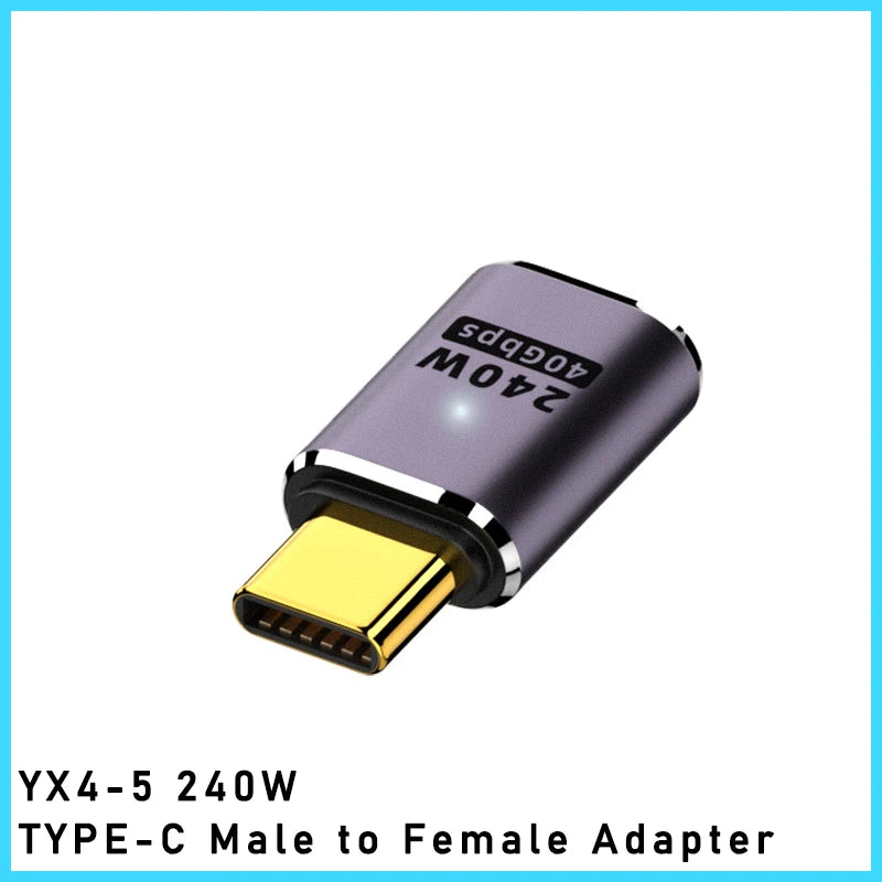 5A Type-C OTG Adapter 240W Fast Charging Data Converter USB4.0 40Gbps Support 8K 60Hz USB C 90/180 Degree Elbow Adapter