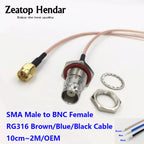 1Pcs SMA / RP-SMA Male / Female Plug to BNC Female with Nut Bulkhead Jack Extend RG316 RF Coaxial Cable Connector 10cm to 2M