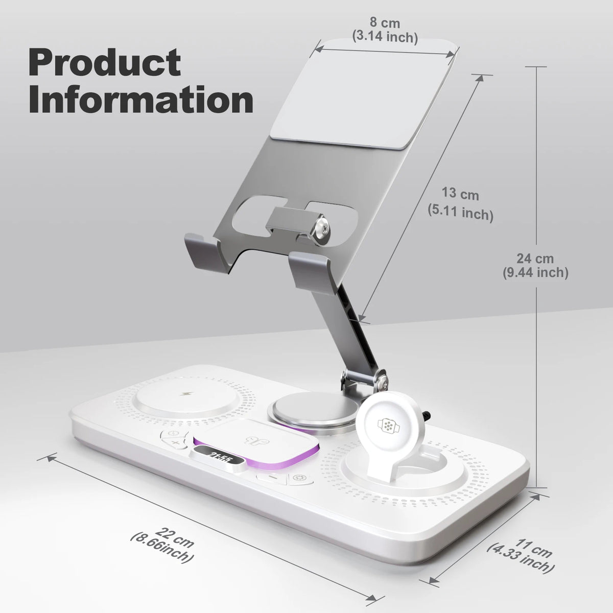 7-in-1 Wireless Charger Station 15W Fast Charging Type C Port Multi-Function Devices for iPhone 17 16 15 14 Samsung Airpods iPad