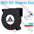 Gdstime 5015 Blower Fan 24V 12V 5V 50MMx15MM Turbine Radial Fan 5015 Dual Ball High Speed Cooler for 3D Printer Parts Cooling