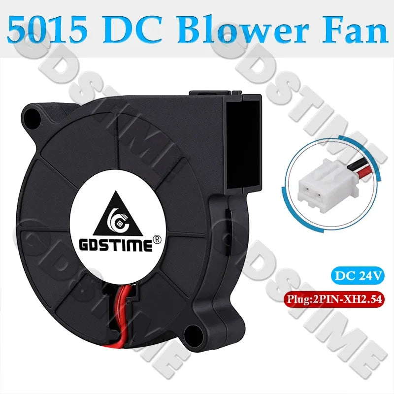 Gdstime 5015 Blower Fan 24V 12V 5V 50MMx15MM Turbine Radial Fan 5015 Dual Ball High Speed Cooler for 3D Printer Parts Cooling