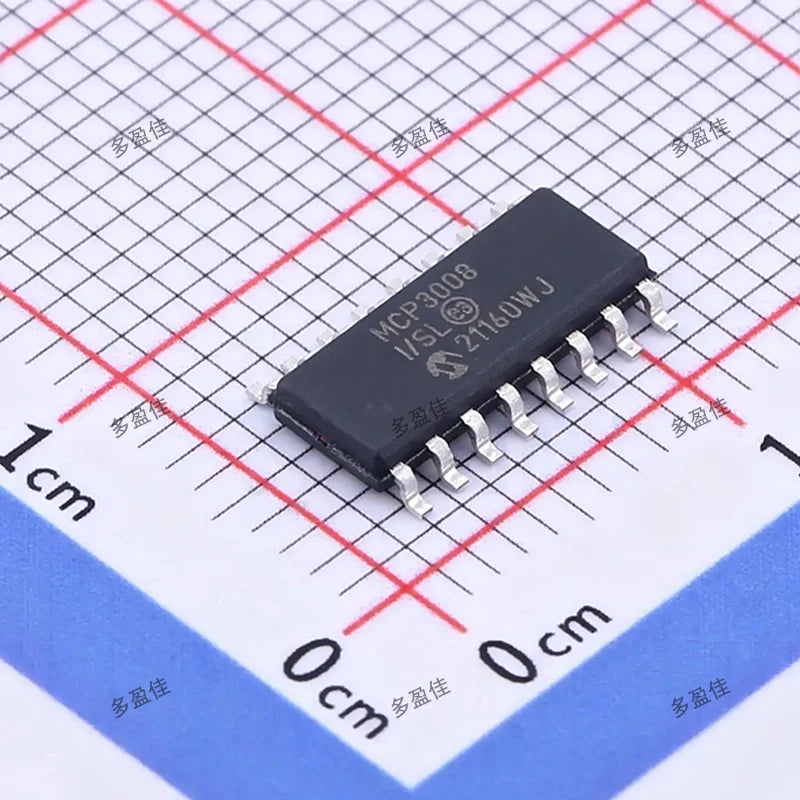 5PCS/LOT MCP3008T-I/SL marking MCP3008-I/SL 10 Bit Analog to Digital Converter 4, 8 Input 1 SAR 16-SOIC