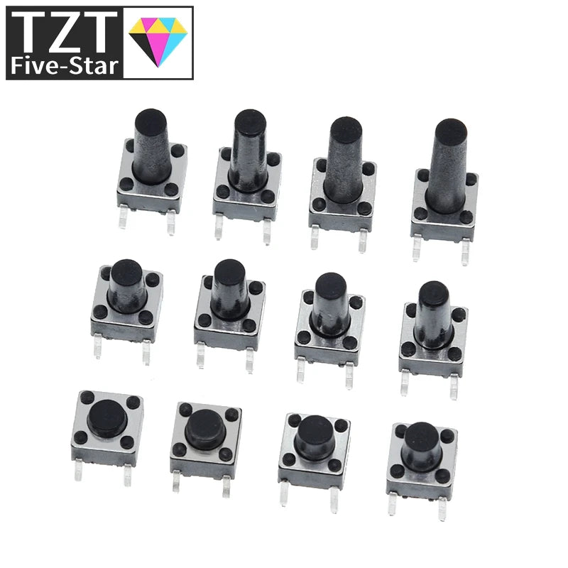 GREATZT 6X6X5/4.3/5.5/6/7/8/9/10/13MM Tact Switch Push Button Switch 12V 4PIN DIP Micro Switch For TV/Toys/home use Button