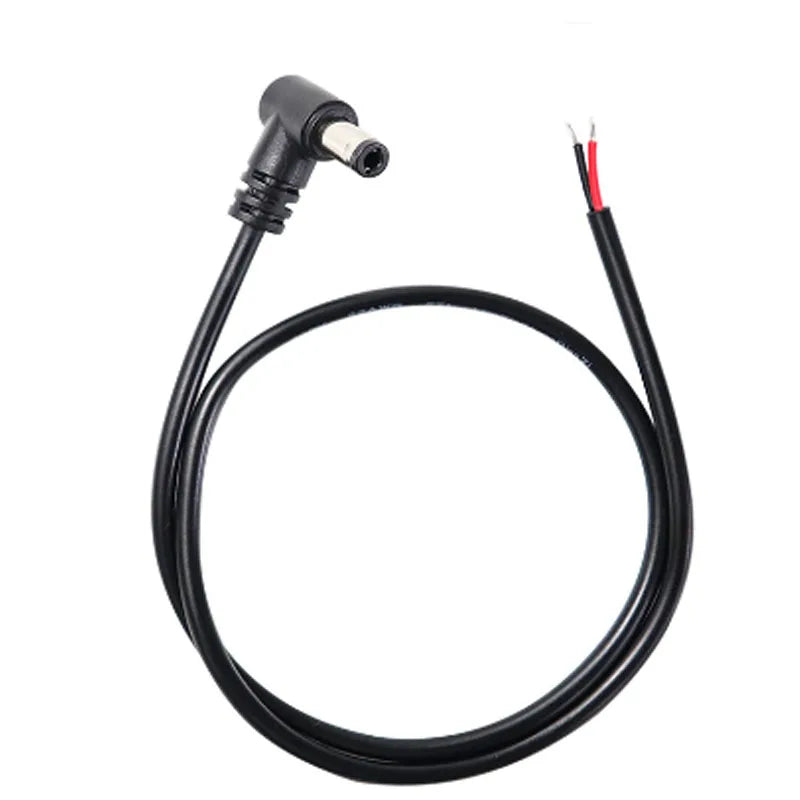 90 Degree Right Angle DC Power 5.5mm 2.1mm Barrel Male Plug Connector to Pigtail Cable for 5050 3528 LED Strip Light CCTV Camera