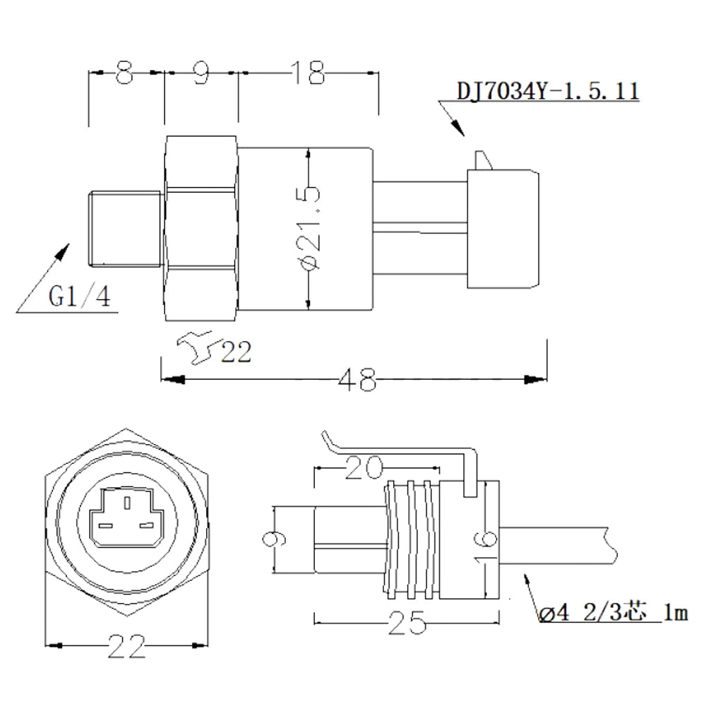 High Precision Vacuum Negative Pressure Sensor -100kpa-0kpa -100kpa-100kpa G1/4 Thread Gas Pressure Transmitter 0-5V Output
