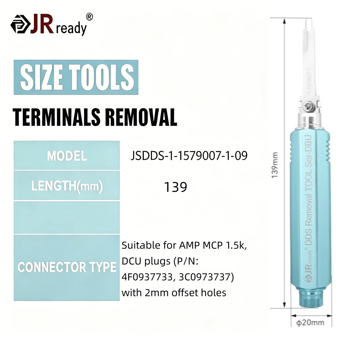 JRready JRDDS Series Terminal Tool Suitable For 5557/5559/Molex MX/AMP MCP 1.5K Connectors & VW/Audi/Skoda Automotive Terminals