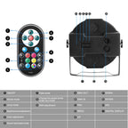 U'King 2PCS Party Light Par Light 36 LEDs RGB DMX Stage Effect Lighting Stage Flat Par Lighting DJ Lights Disco Lights Wedding