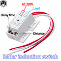 New 220V AC 50Hz Auto Infrared Sensor Switch PIR Microwave Radar Body Motion Sensor Module Adjustable For Time Distance Range