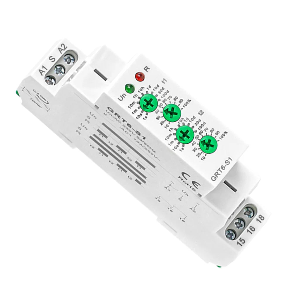 GRT6-S1 Cycle Time Delay Relay 1SPDT 10A Electronic Repeat Relay 0.1s To 100days Plastic Power Tool For Appliances/machinery