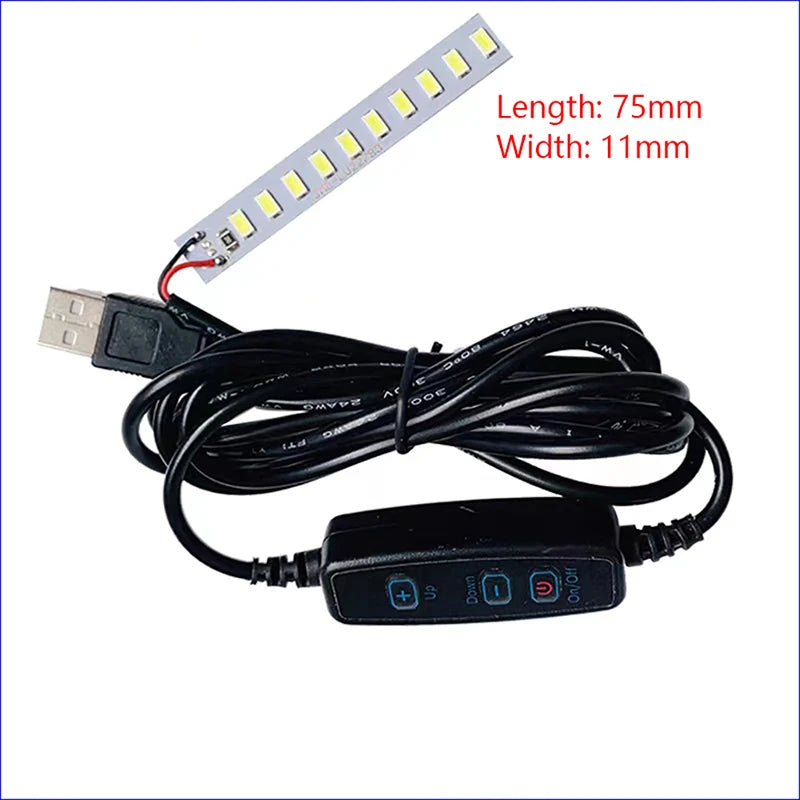 1PCS DC5V Dimming Light Switch Of 2 Meters With LED Chips 5730 SMD LED Lamp 1W 2W 3W 4W 5W 10W LED Light Beads White Warm White