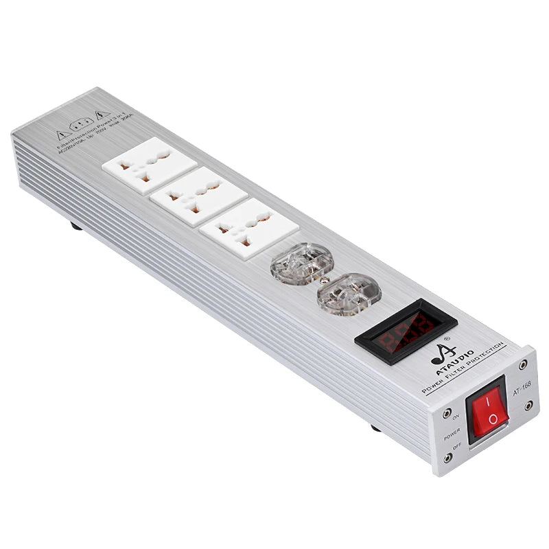 ATAUDIO HIFI Audio Power Filter Noise AC Power Filter Power 1500W 110V-250V  Purifier Surge Protection with EU Universal Outlets