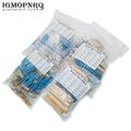 300PCS/Set 30 Kinds 1/4W 1/2W 1W 2W 3W Resistance 1% Metal Film Resistor Pack Assorted Kit 0.1R-750R 1K-820K Resistor 150PCS/Set