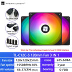 Thermalright TL-C12C PC Cooling Fan 120mm 5V 3PIN ARGB Computer Case Fan 4pin PWM 1550RPM Adjustable Speed 12cm CPU Cooler Fan