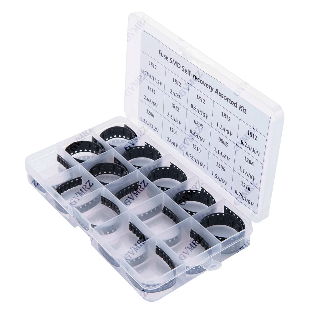 300Pcs 15Values*20PCS 1206 0805 1210 1812 SMD Resettable Fuse kit 0.7A 0.5A 0.2A 2A PPTC PolySwitch Self-Recovery 1.1A 2.6A 3.5A