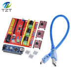 TZT 3DV4 CNC Shield V4 + Nano 3.0 + 3pcs A4988 Reprap Stepper Drivers Set For Arduino
