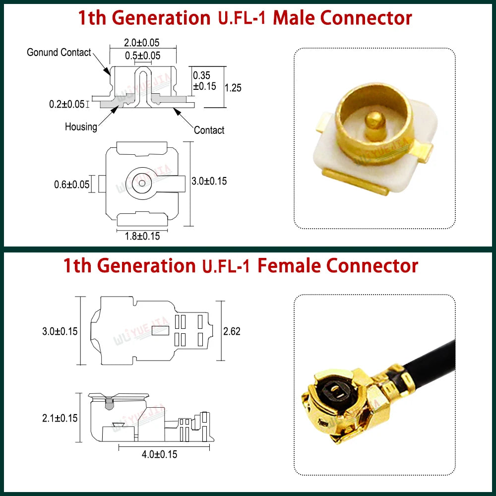 1Pcs RF1.13 Cable uFL/u.FL/MHF-1 Female to 1th Generation Male / Female For WIFI Antenna Pigtail Extension Cord RF Cable 5~60cm