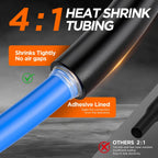 A Roll 4:1 Ratio Heat Shrink Tubing Φ4mm to Φ32m Dual Wall Adhesive Lined Shrinkable Wire Wrap Tube Waterproof Black Sleeves