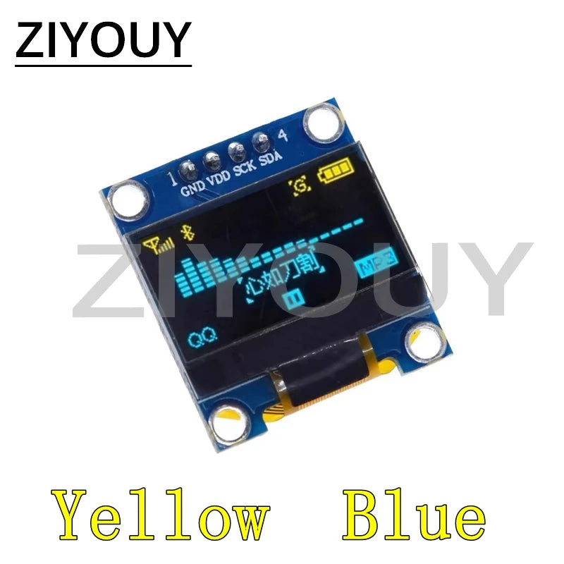 1PCS 0.96 OLED Display Screen Module I2C IIC 128x64 SS-D-1306 3.3V-5V Blue/blue Yellow/White for Arduino ESP32 ESP8266