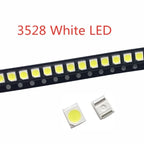 100PCS 3528 WHITE 6-7LM SMD LED  TRUE WHITE 6000-7000K / NATURAL 4000-5000K / WARM 2800-3200K / COOL 9000-13000K 20mA 2.8-3.0V