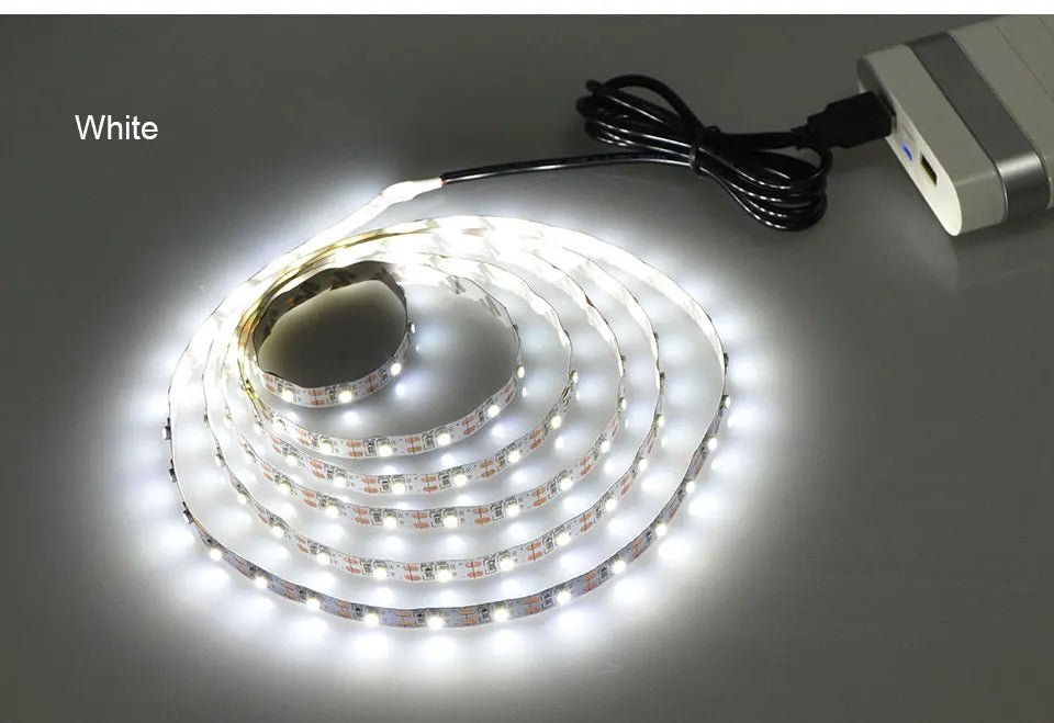 5V 1M 2M 3M 4M 5M USB Cable Power LED strip light lamp SMD 3528 Christmas desk Decor lamp tape For TV Background Lighting