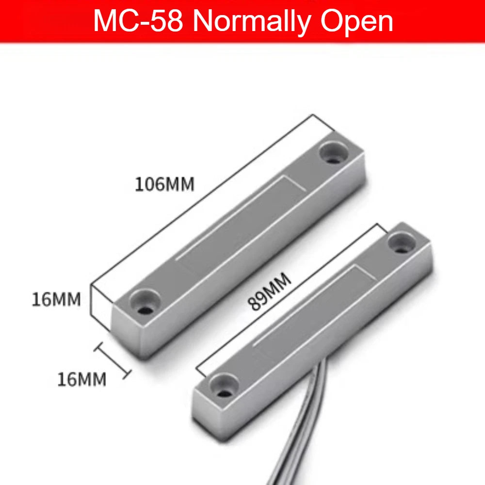 2Pairs MC-52 Wired Magnetic Door Window Contact Switch Heavy Duty Iron Door Sensor Reed Switch for Alarm System Normally Open NC