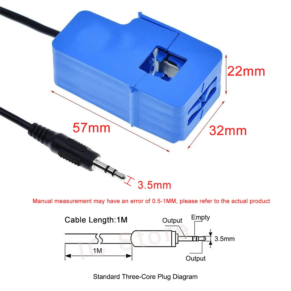 1PCS SCT-013-000 5A 10A 20A 30A 50A 100A 50MA 1V 1% Non-invasive Split Core Current Transformer AC Current Sensor