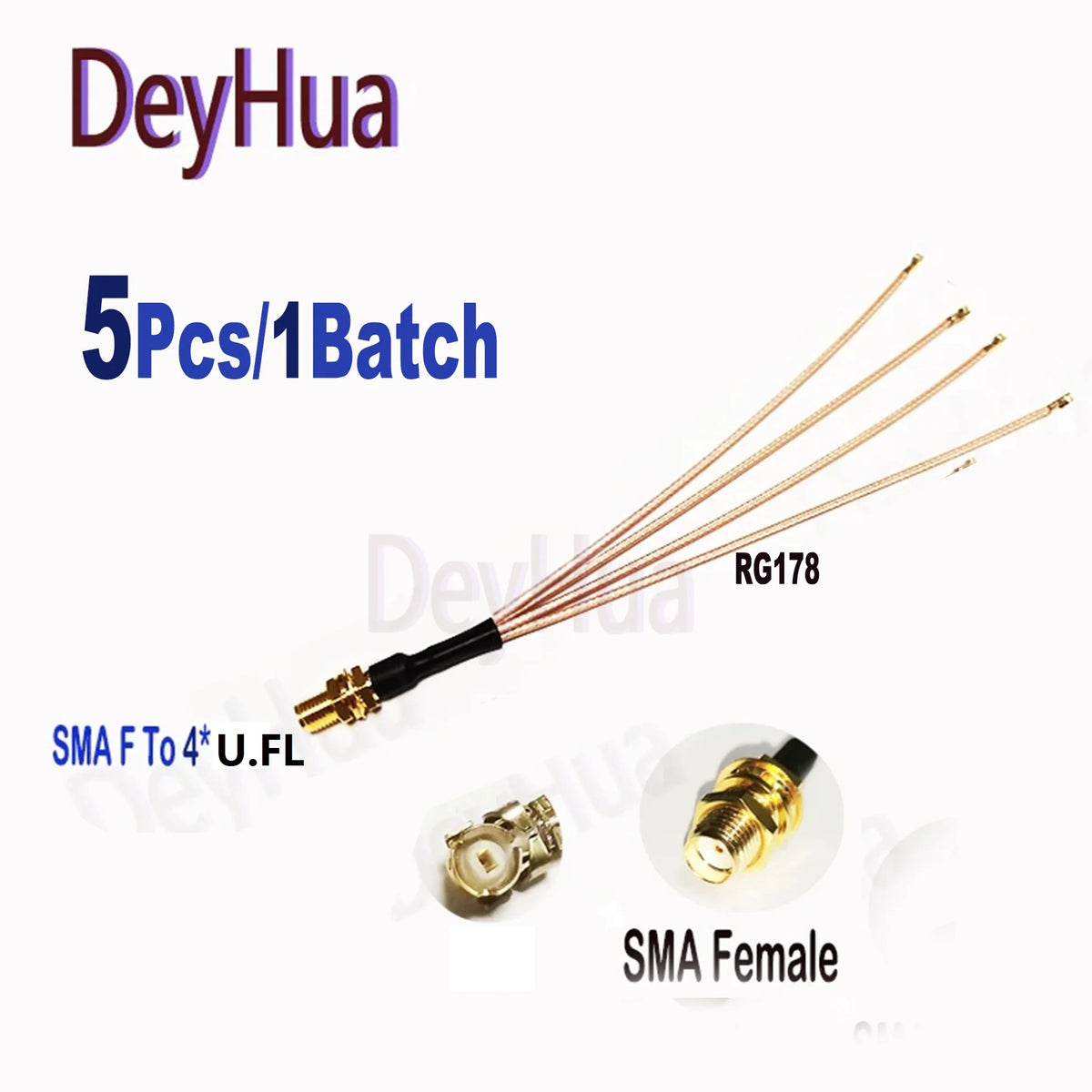 5pcs SMA to 6xU,FL Splitter SMA Female to 2 3 4 5 6 X U.fl UFL1 Female1 RG178 Cable WIFI Antenna Extension Jumper Pigtail