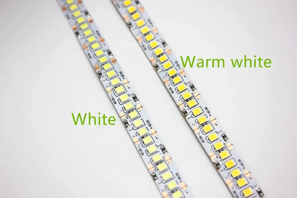 1/2/3/4/5m/lot 10mm PCB 2835 SMD 1200 LED Strip Tape DC12V 24V IP20 Non Waterproof Flexible Light 240 Leds/m, White Warm White