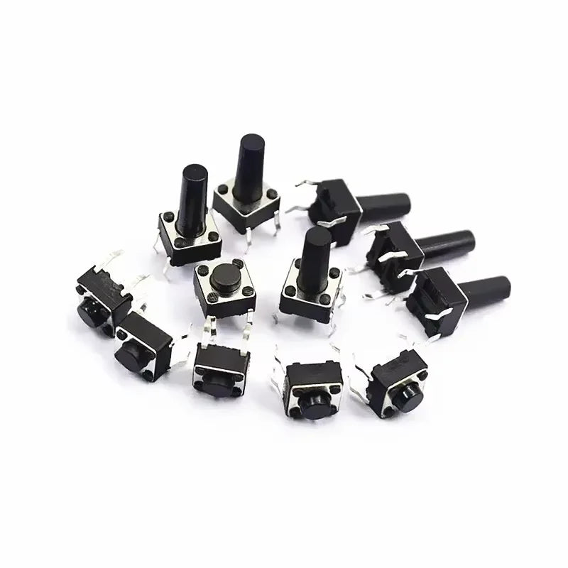 50Pcs 6x6mm Tactile Tact Mini Push Button Switch PCB Panel Momentary DIP 4 Pin Self-Reset Switch 6*6*4.3/5/6/7/8/9/10/11/12/13MM