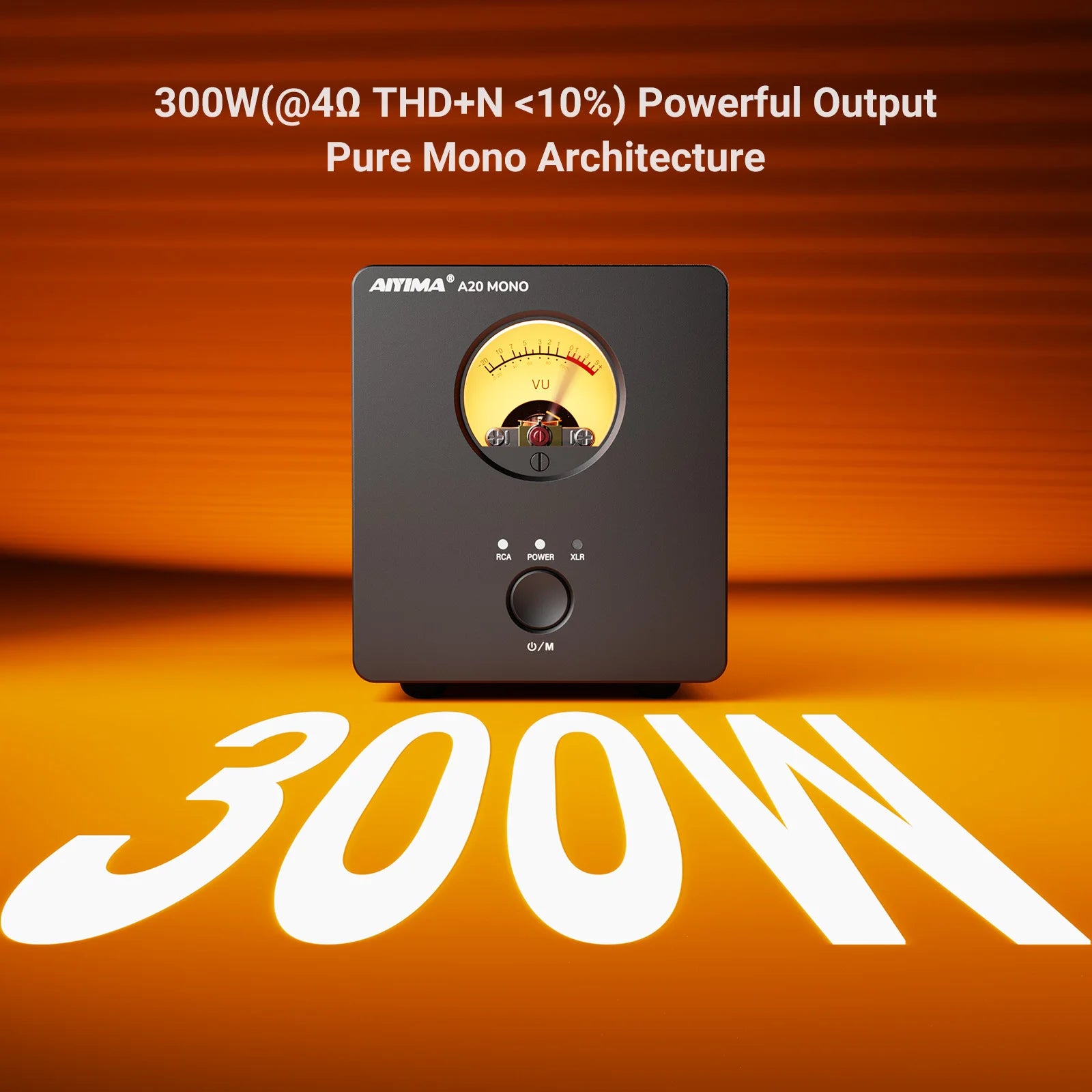 AIYIMA A20 MONO PFFB TPA3255 Power Amplifier 300W Class D MONO Amp XLR RCA TRS Input Sub Out HPF Home Audio 12V Trigger VU Meter