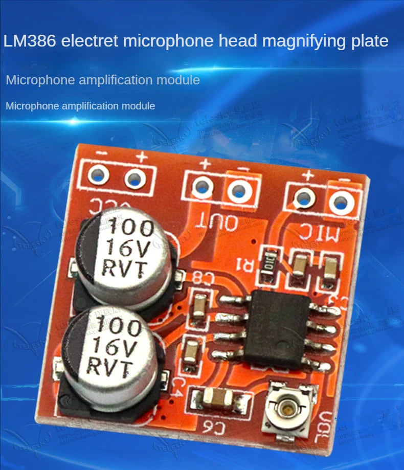 LM386 electret microphone amplifier board / microphone amplifier / without potentiometer DC4-12V