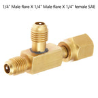 T Type Adapter 1/4inch Female SAE External Thread Tee Adapter SAE Flare Add Gauge Deep Vacuum Pump/Manifold Set Connector